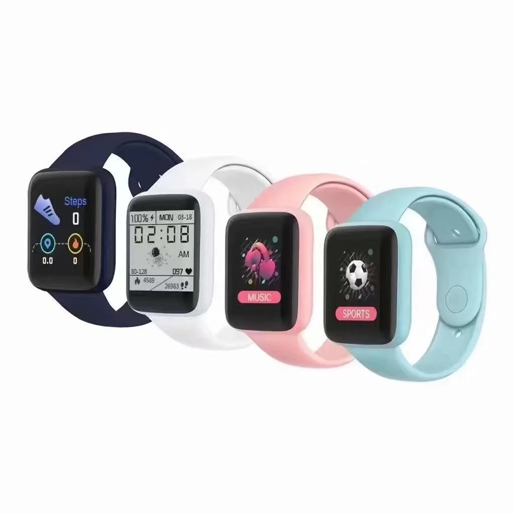 

Top Selling D20s Smart Watch Heart Rate Monitor USB Charger Watches Message Push Wearable Devices for Men and Women, Blue pink green purple deep blue white yellow black