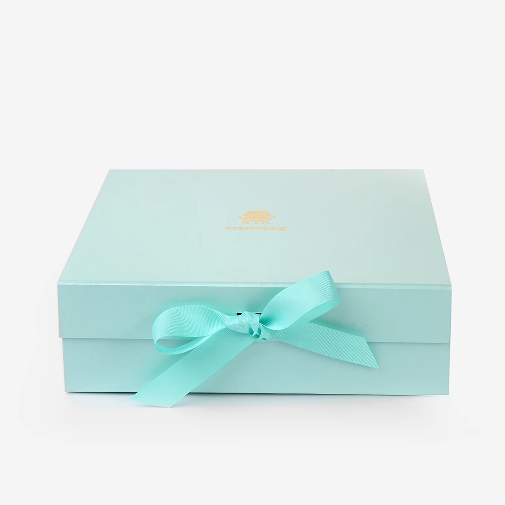 
Custom High Quality Apparel Magnetic Flat Folding Packaging Gift Rigid Cardboard Foldable Collapsible Box With Nice Ribbon 