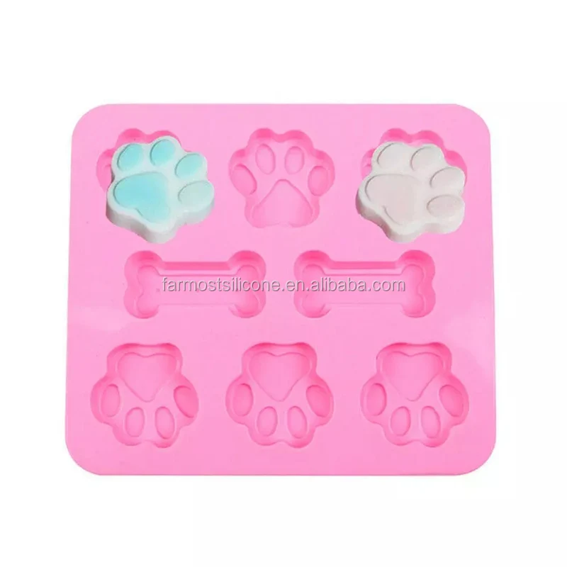 

Silicone Baking Mold Dog Bone Dog Footprint Cake Mold Food Grade Silicone Material Mould Baking Tool Kitchen Creative, Pink