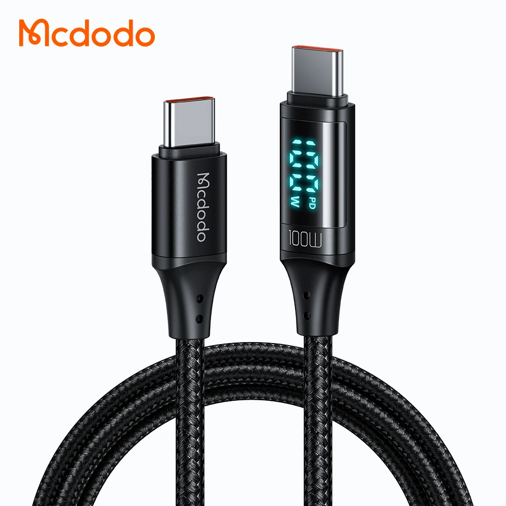 

Digital HD Dual Type c Smart Led Display 100W Power Cable For Macbook Matebook 5A Fast Charging Nylon Usb-C TO USB C Cable