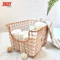 

free sample Kitchen Cabinets Bathroom Rose gold Metal Wire mesh storage laundry baskets