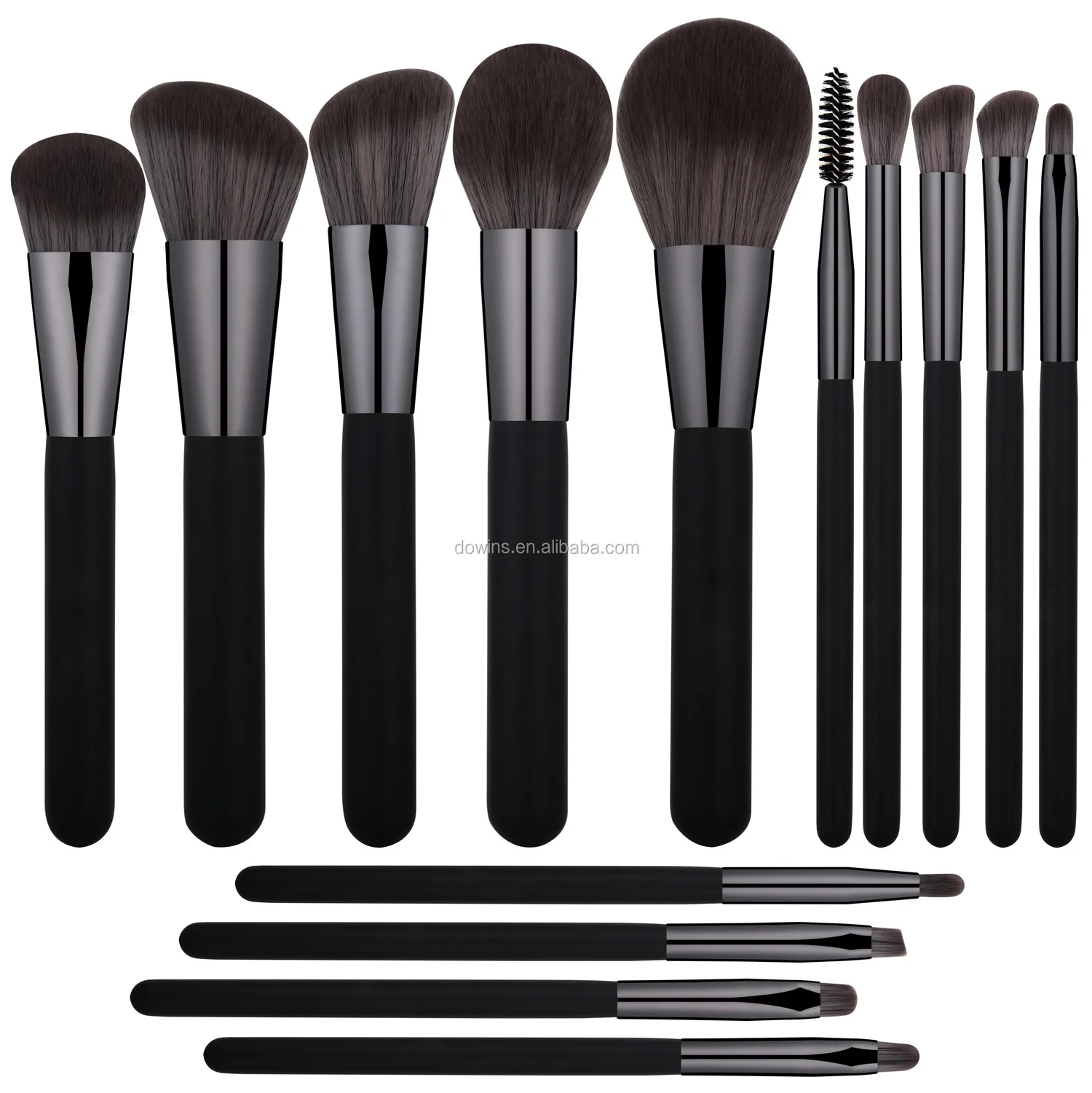 

HZM amazon hot selling high quality black kabuki cosmetic brushes custom logo super soft hair 14 pcs makeup brush set