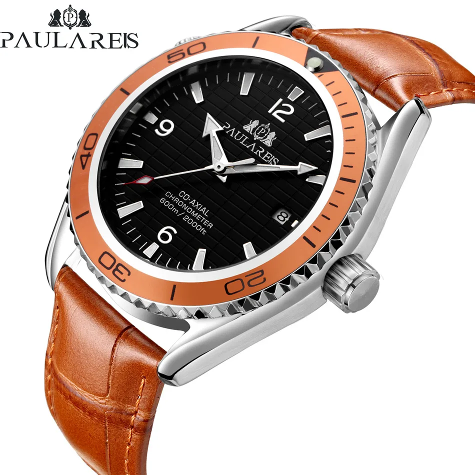 

paulareis Automatic mechanical luminous orange tape steel belt men's Watch