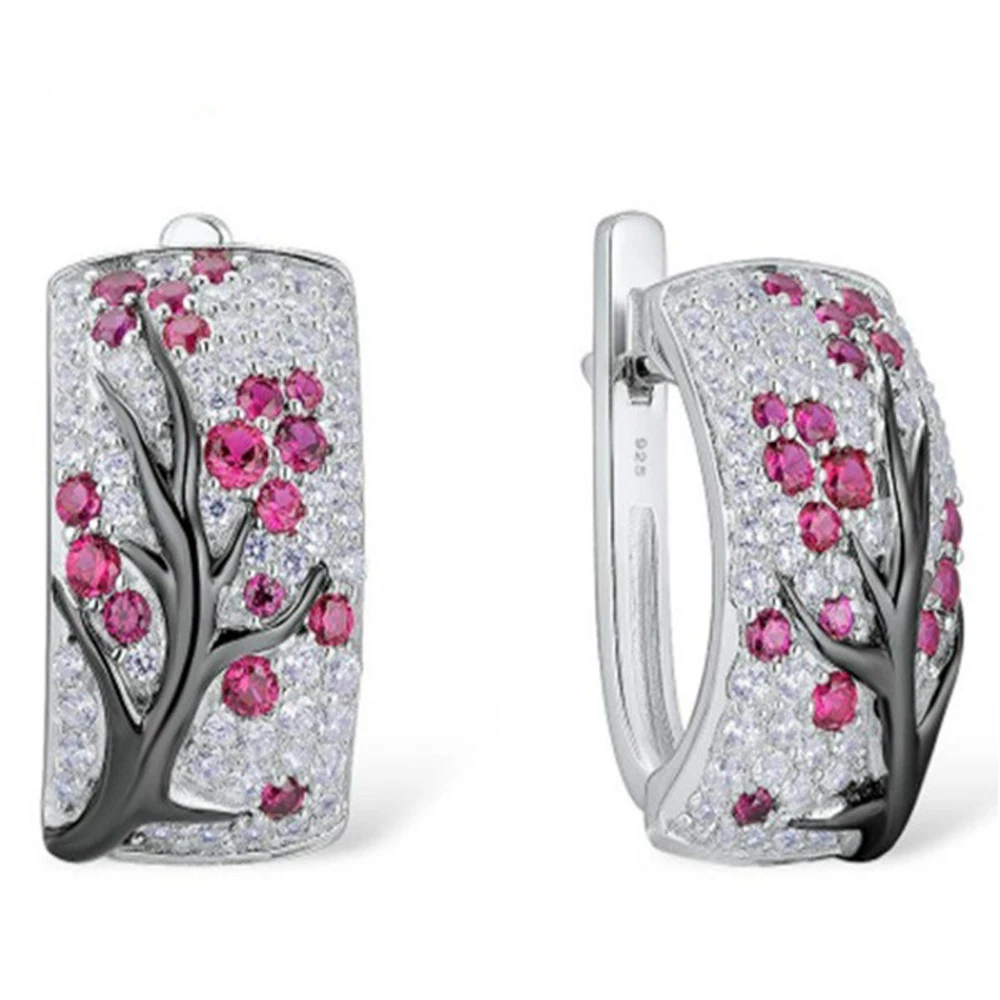 

fashion plum branch earrings jewelry wholesale full rhinestone earrings women
