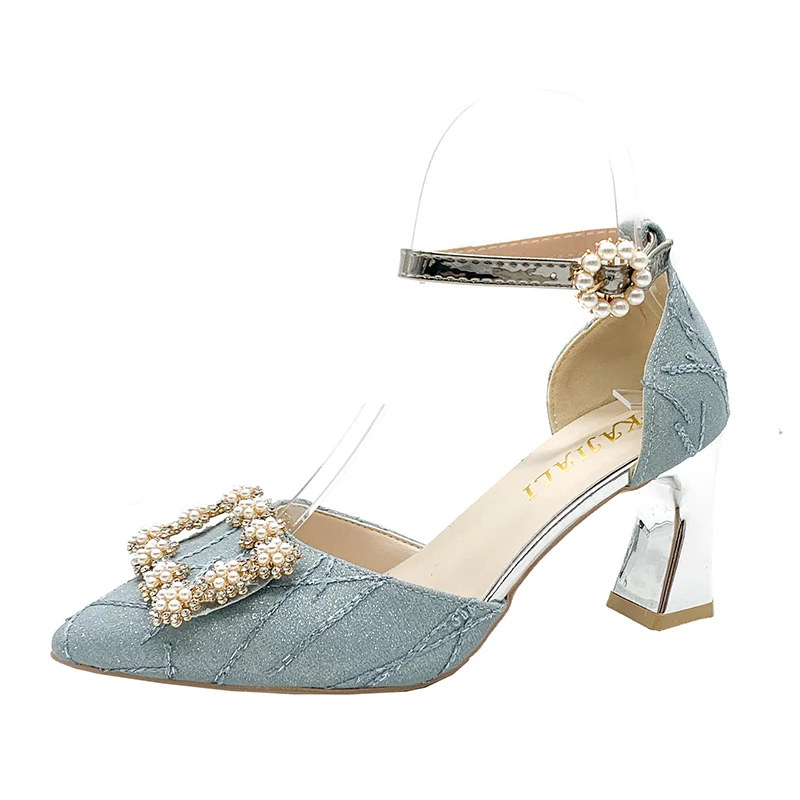 

2021 Hot Sale Pearl Decoration Other Trendy Shoes Elegant Wedding Sandals Bridal High Heel Pumps For Women