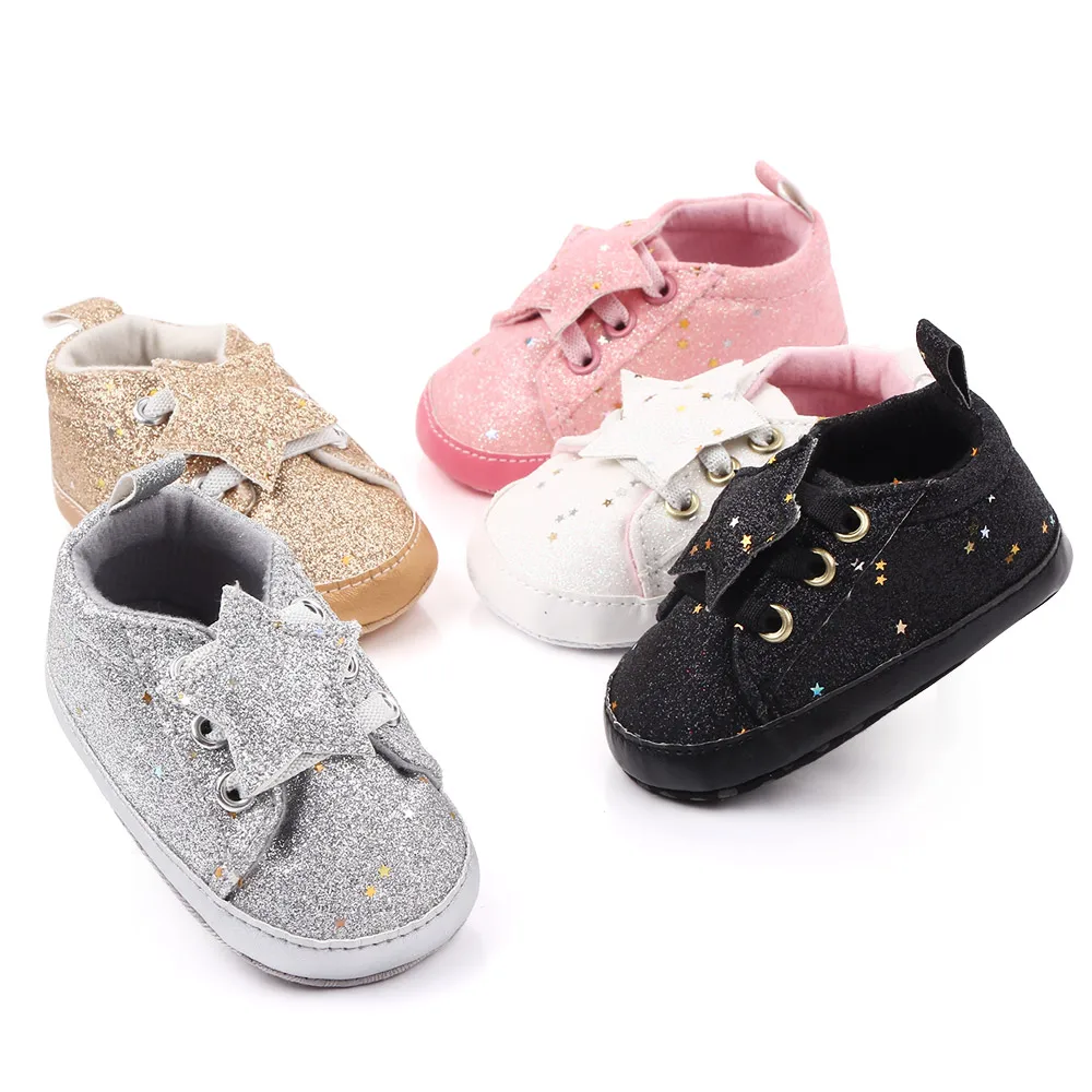 

Fashional bling design soft sole baby girl shoes, White/black/gold/silver/pink