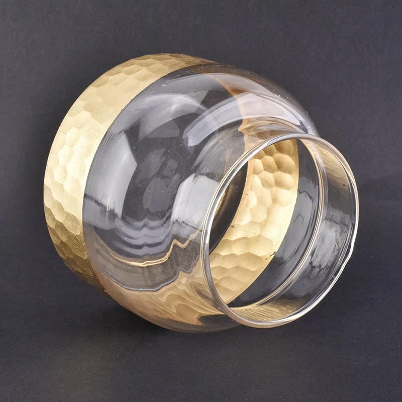 Crystal gold glass candle jar home decor