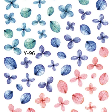 

Y095-Y103 3D Contrast Color Graffiti Nail Sticker Rainbow Ma Xuan Ya Wind Halo Dyed Block Dried Flower Leaves