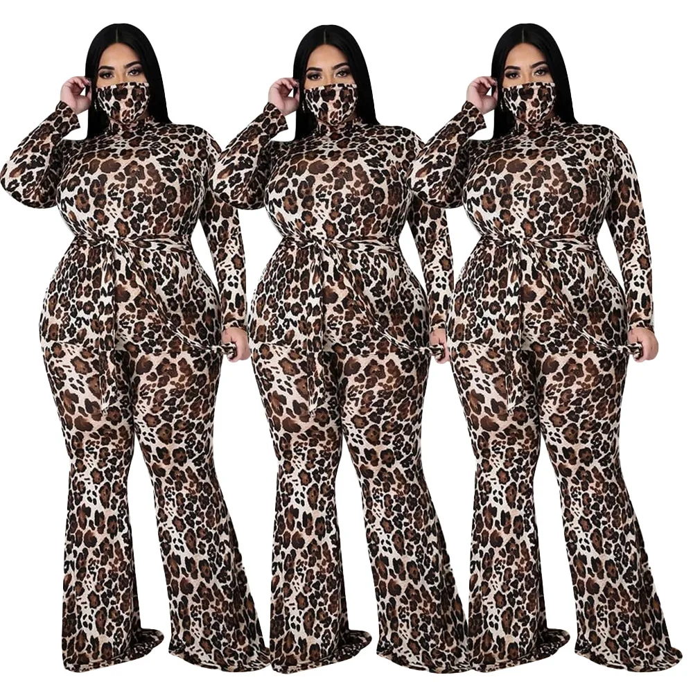 

EB-20121011 Plus Size Women Clothing Leopard Print Long Sleeve Jumpsuit Women Fall Clothing Rompers Womens Jumpsuits