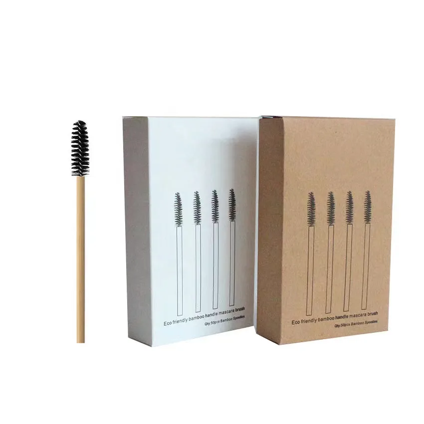 

Disposable Cosmetic Cleansing Lash Brush 50pcs/bag Mascara Eyelash Spoolie Brush Wholesale Bamboo Handle Eyelash Mascara Brush