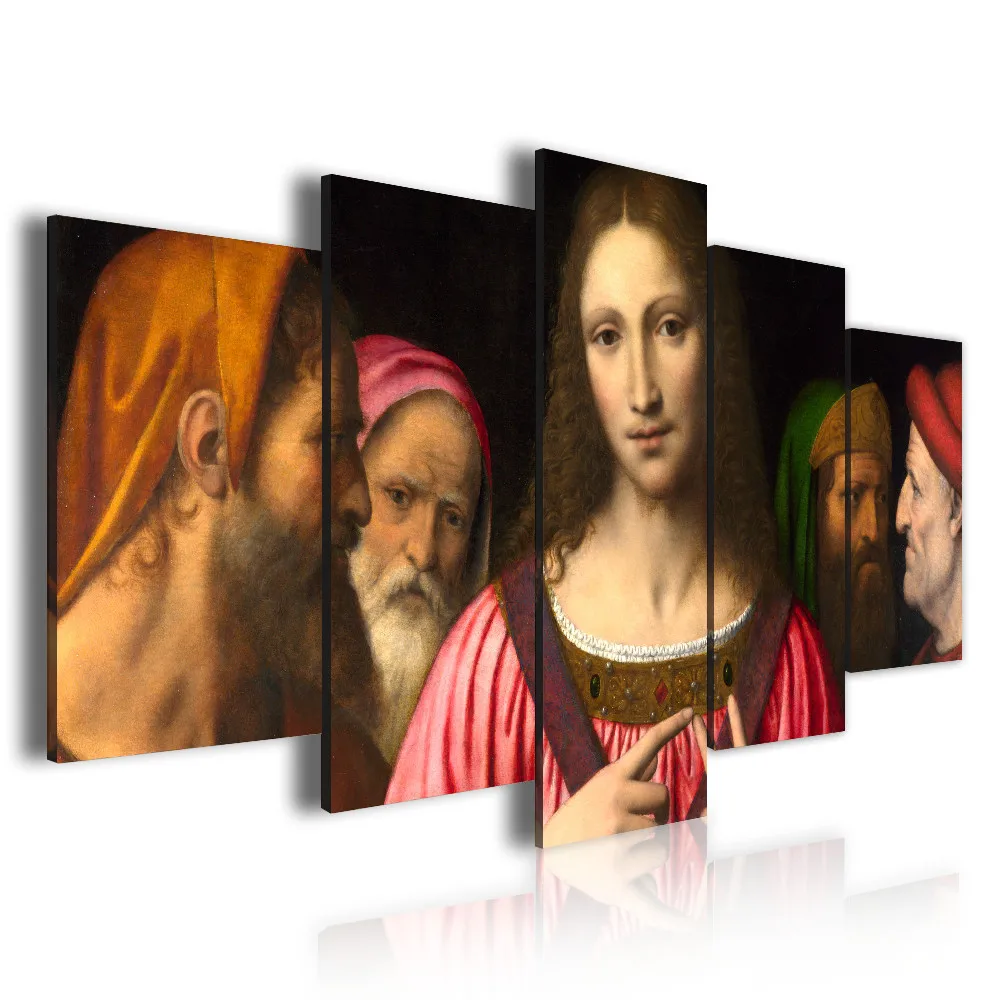 

Ancient Design Figure Photo Western Decor Wood Picture Frame 5 Panel Poster Wall Art Canvas, Customized color