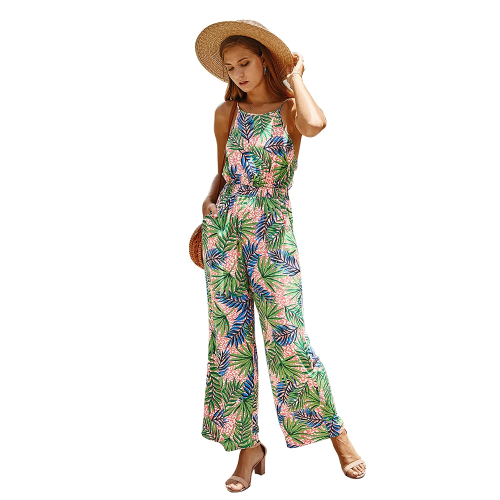 

Mutongyi Full Floral Printing Summer Loose Plus Size Jumpsuit Casual Rompers Womens Jumpsuit