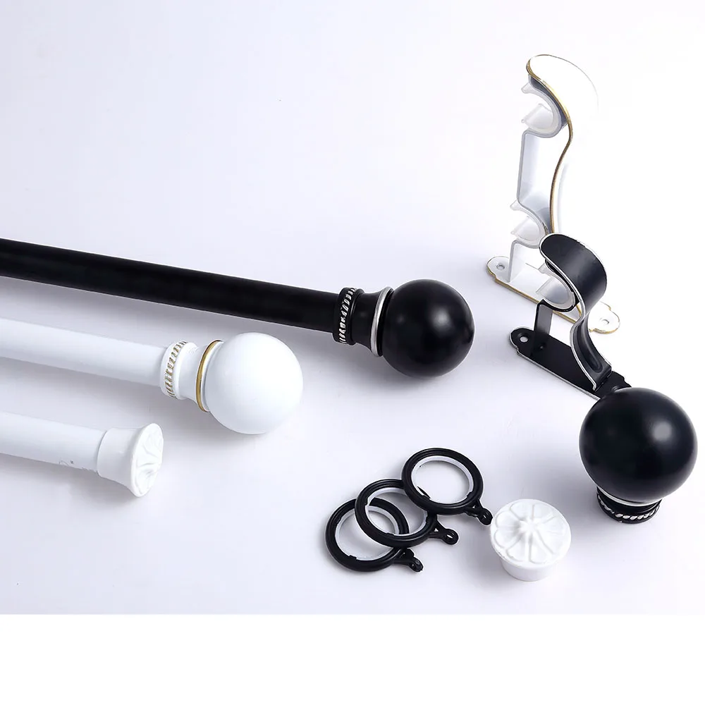 

Roman style fashion white/black double aluminum profile curtain rod/pole set