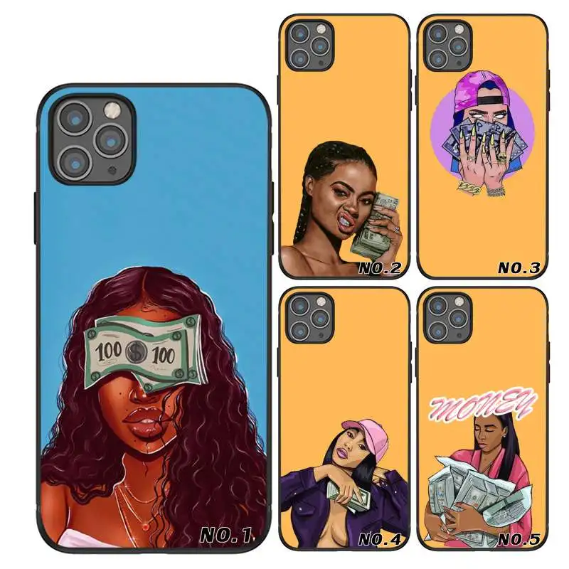 

MAKE MONEY Not Friends Kash Black head Girl BlaskTPU printed mobile phone bags for iPhone 11 11Pro 11Pro Max SE 2020 Case