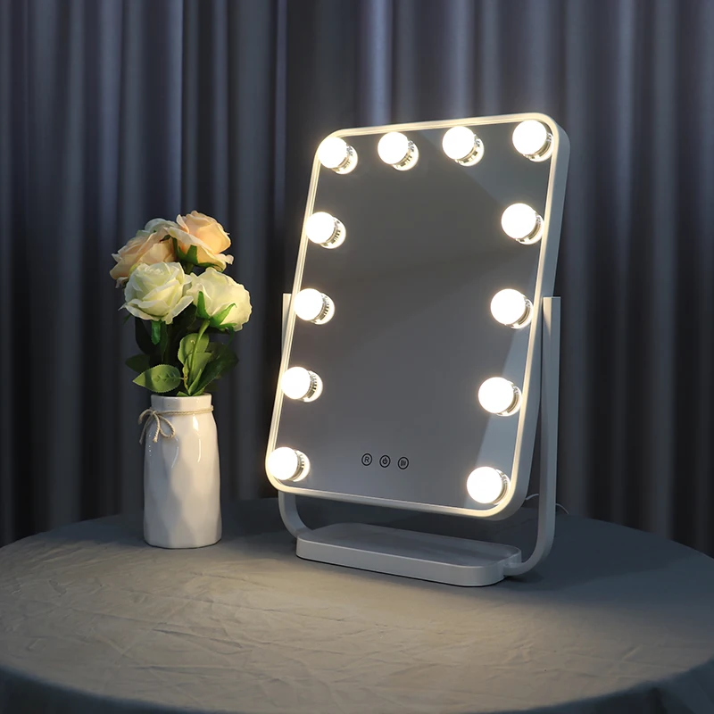 

Espejo Maquillaje Luz Wireless Square Recargable Small Bulk Vanity With Led Light Makeup Mirror