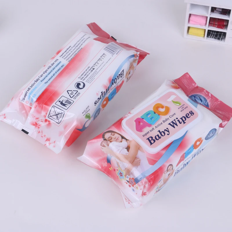 Oem Custom Logo Factory Water Baby Wet Wipes Wholesale 80pcs 100pcs 120pcs Non Woven Fabric Abc
