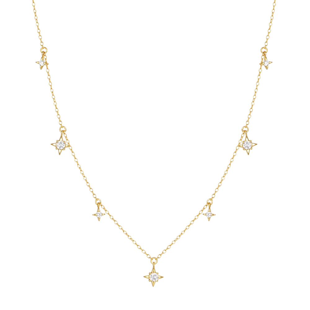 dropshipping 925 silver jewelry real 925 sterling silver small star gold plated chain necklace jewelry for women