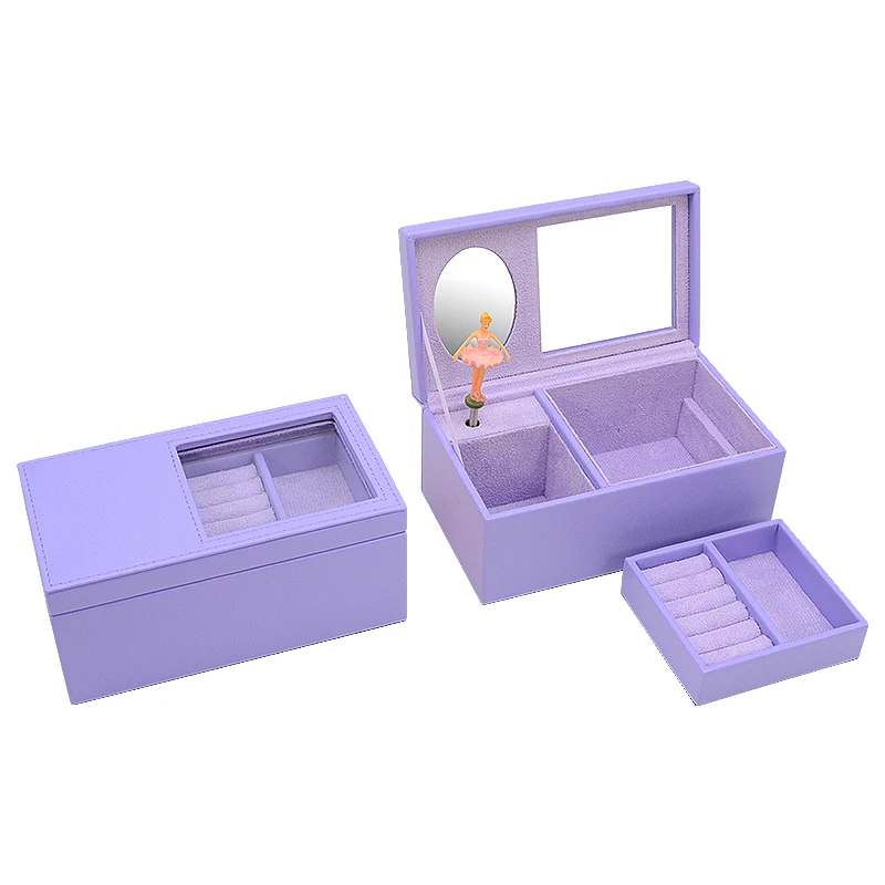 

Custom Leather Jewellery Case Luxury Jewelry Music Box For Kids Girls
