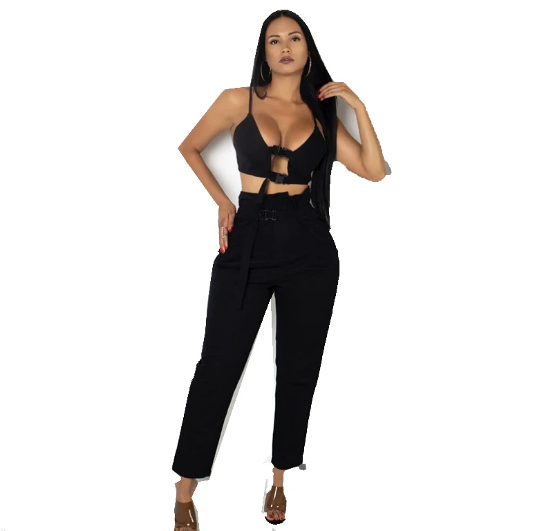 

2021 Women's Clothing Crop Top Pants Sexy Two Piece Set Club Wear Party Dress