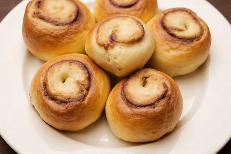 Comparison of well-made versus poorly made cinnamon buns showing texture differences