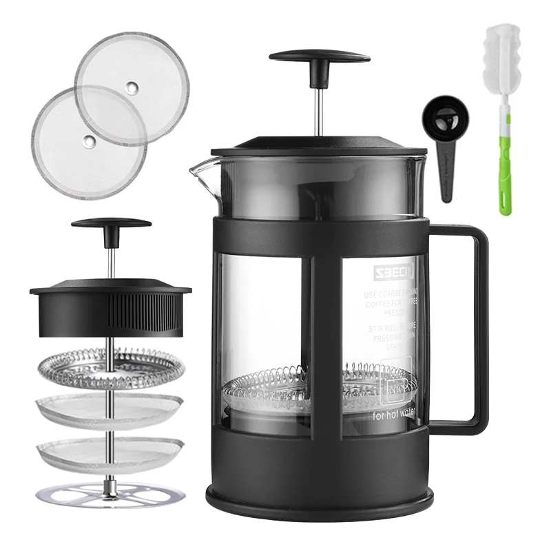 

Wholesale Amazon Eco-Friendly BPA Free portable 350ML 800Ml 1000ML Pyrex glass espresso French Press Coffee Tea Maker