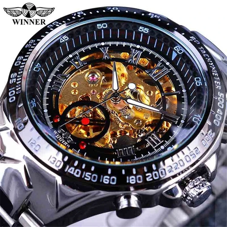 

China Factory Winner GMT886 Newest Trend Design Wrist Watches OEM Custom Luxury Men Mechanical Automatic Skeleton Watch, 11 color