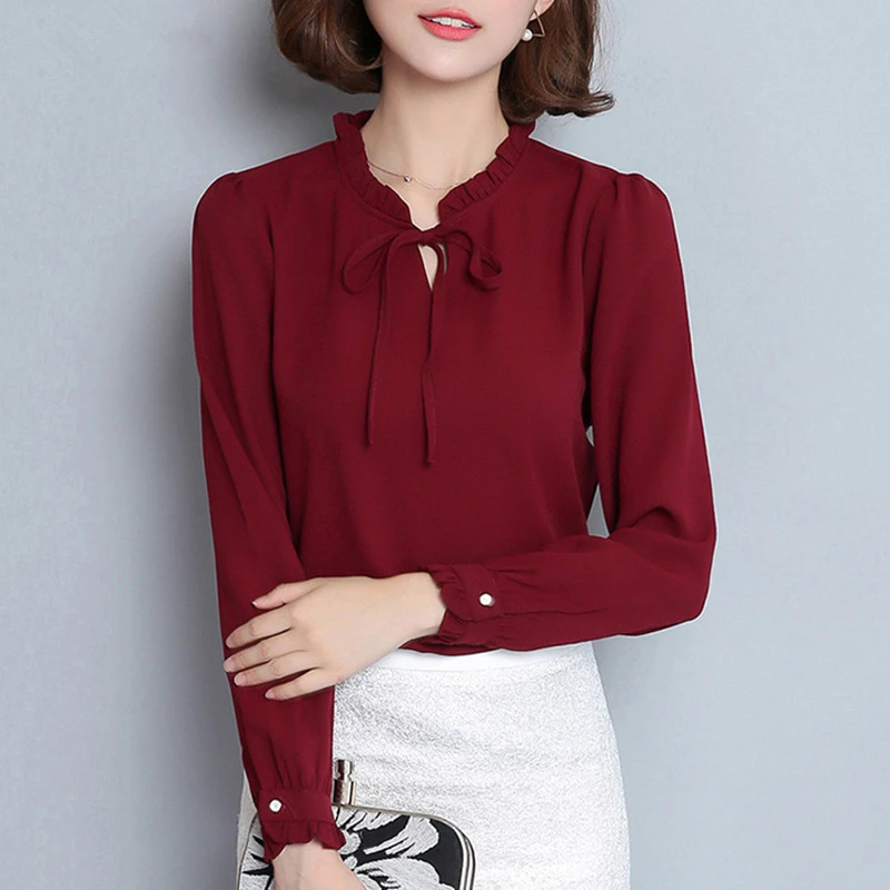 

2020 Spring Autumn Ladies Top Chiffon Women Blouse Long Sleeve Shirt Office Elegant Fashion Female Blusa Feminina Fall