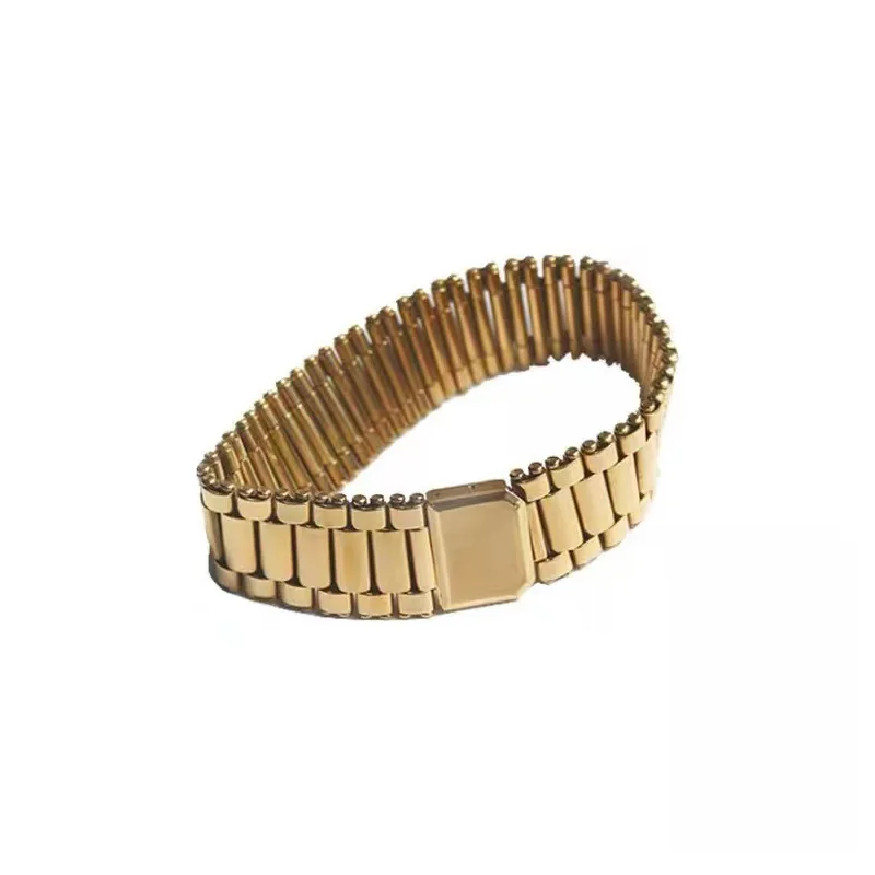 

18K gold plated stainless steel Chain Bracelet Jewelry 18mm Width Watch Band Bracelet For Women Men