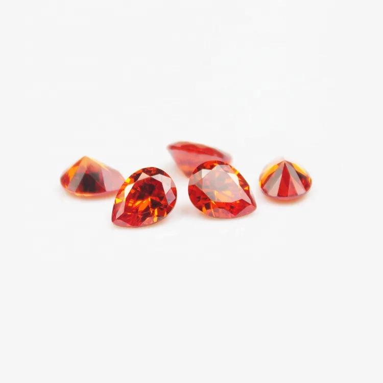 

Top Machine Cut Orange Red Color Pear Shape aaaaa Cubic Zirconia