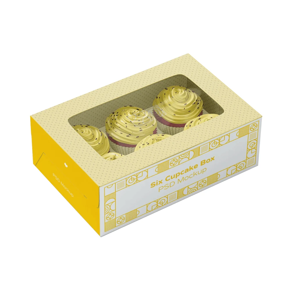 

6 Mini Sprinkle Assorted Chocolate Custom Cupcake Boxes Packaging With Window