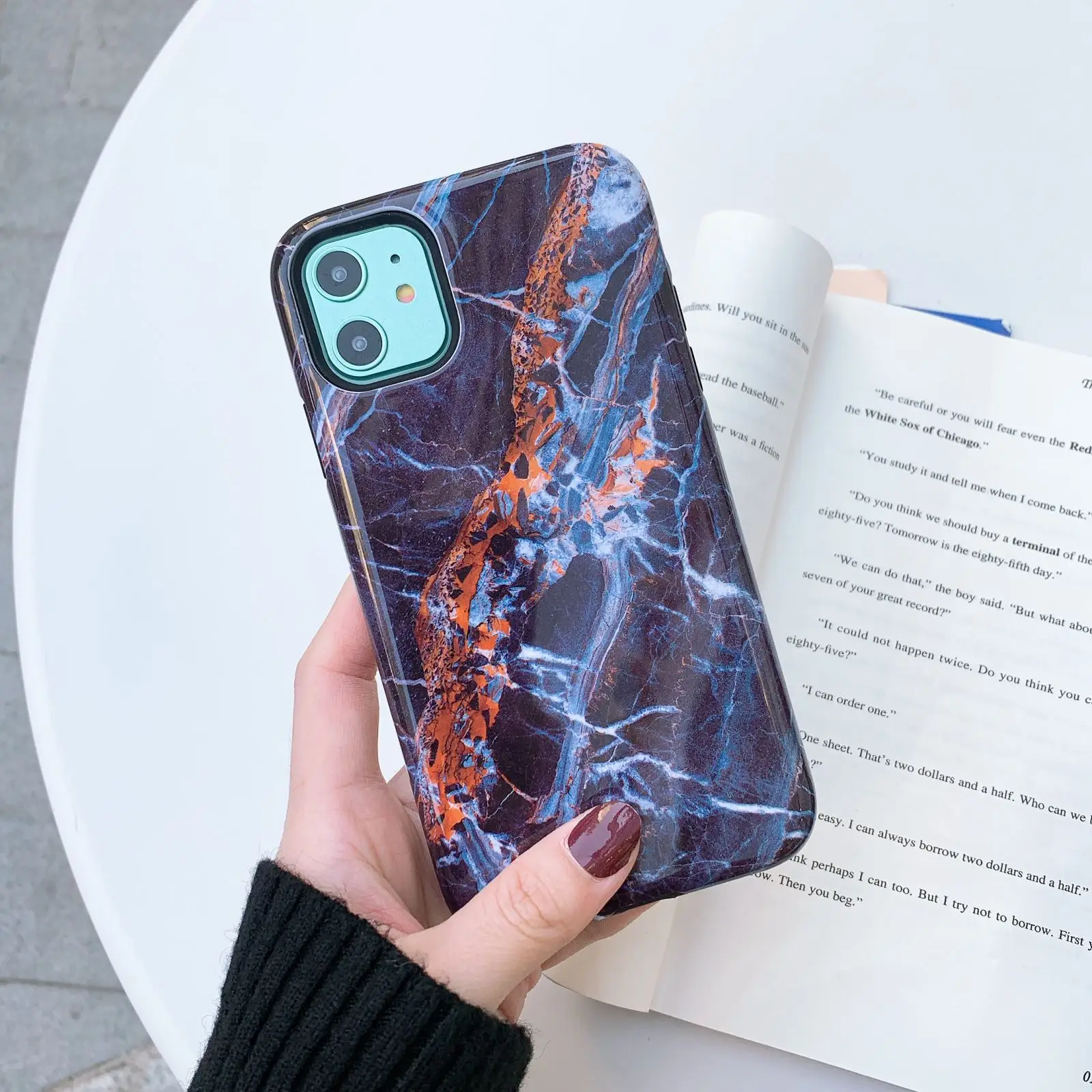 

New Arrival IMD Print Double Layer Glossy Marble Soft Tpu Phone Case For iPhone 11, Multi