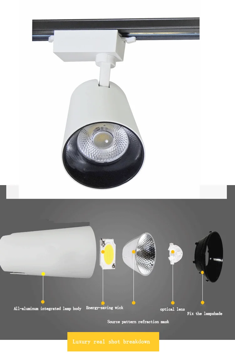 20W 30W Modern Customized Commercial Linear COB LED Spot Track Light Fixture