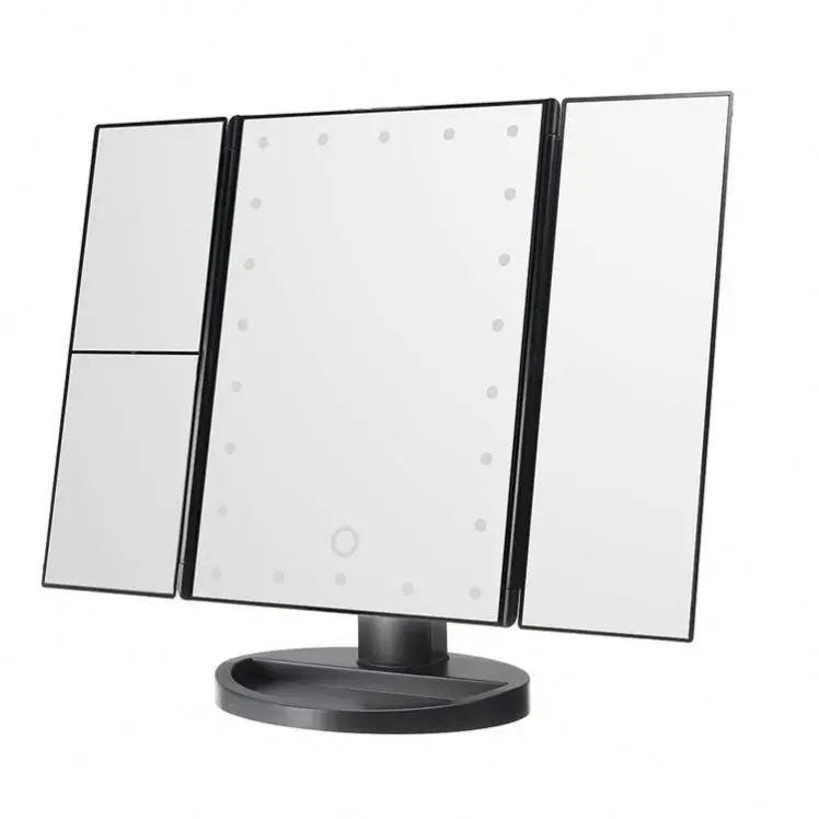 

Factory Supplying Pearl Mirror Lighted Makeup Stainless Steel Round