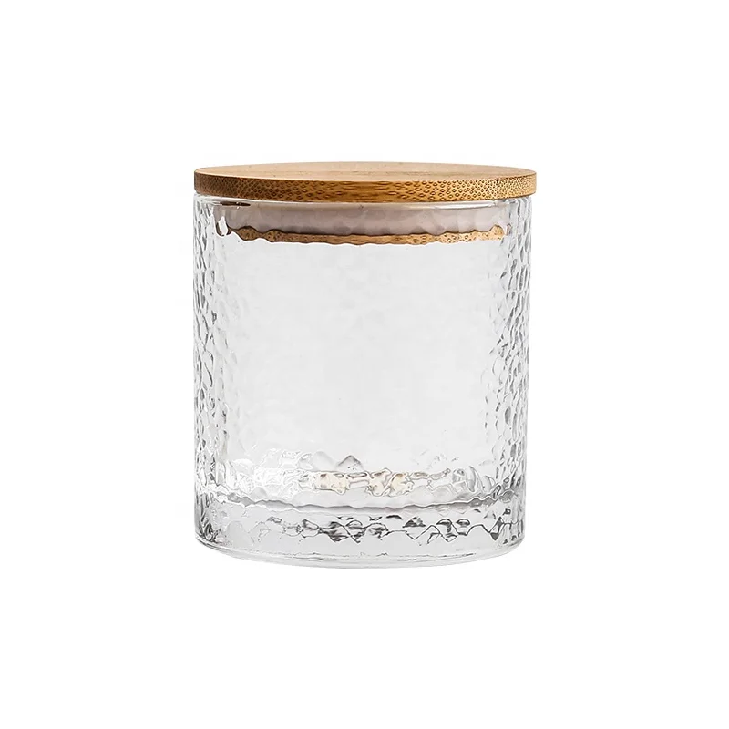 

Three sets of wooden plastic cover cylindrical glass seasoning jar, Colourless