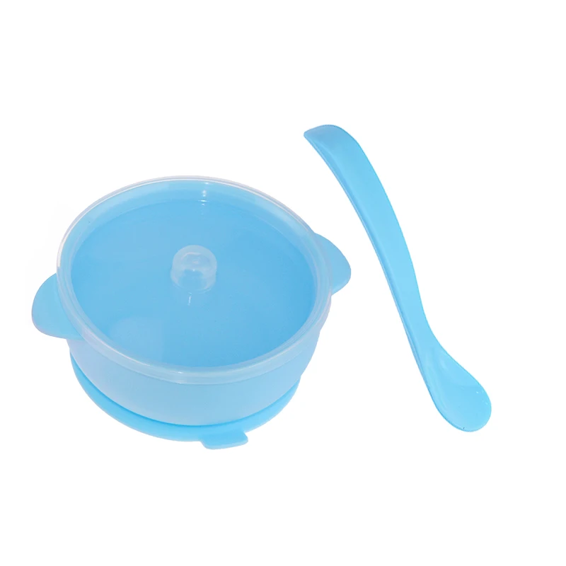 Food grade silicone bowls with lid and spoon for kids