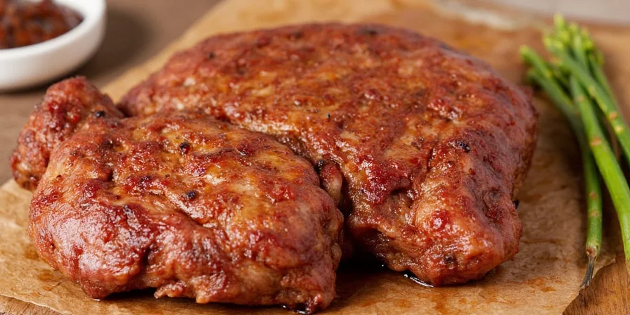 Marinated pork chops on a tray
