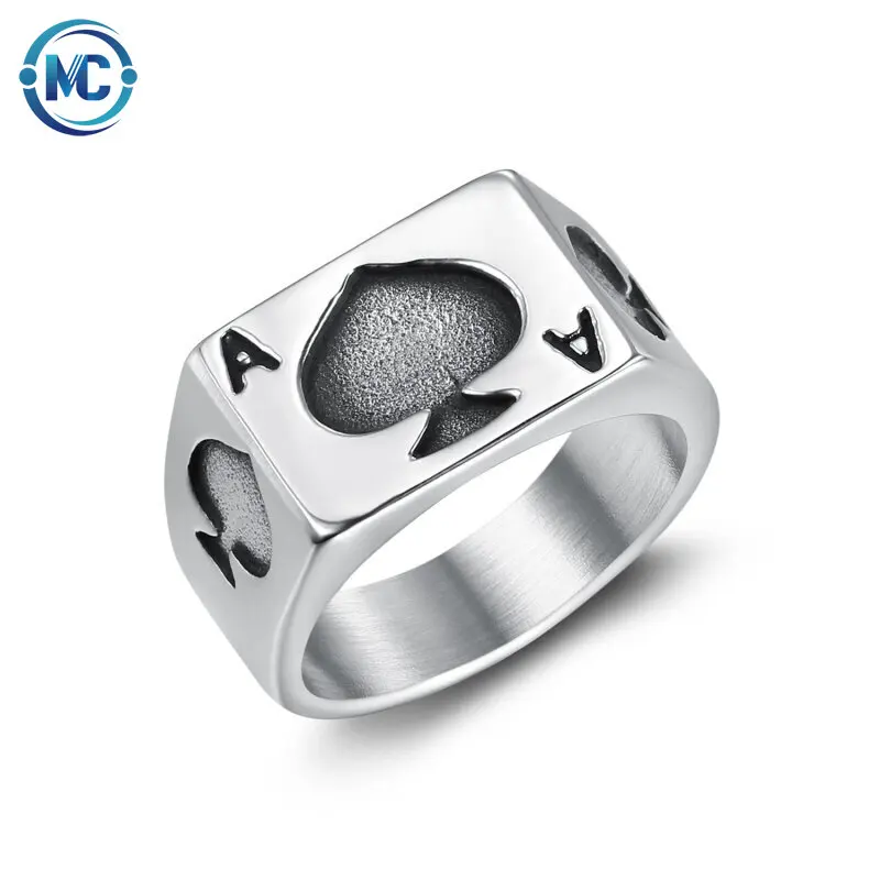 

2021 Hot Sale Mens Punk Style Jewelry Stainless Steel spades shaped rings