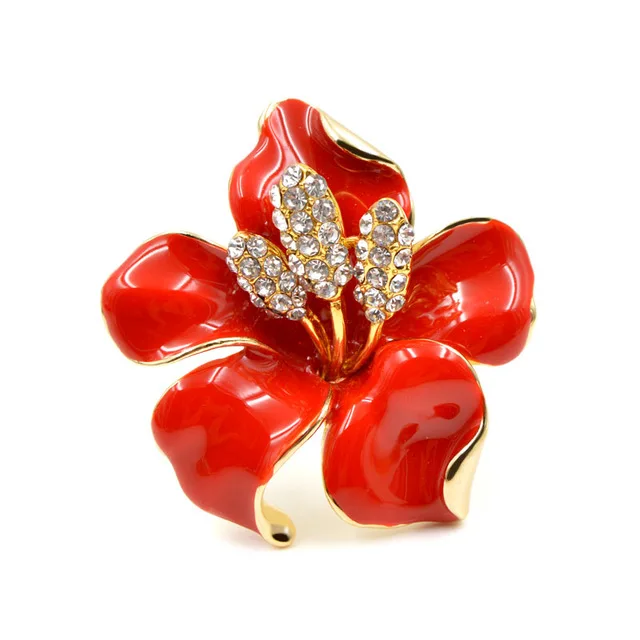 

Beautiful Enamel Flower Poppy Brooches For Women Gold & Silver Plated Jewelry Pins Rhinestone Brooch Pin Wholesale Gift, Many color can be chosen