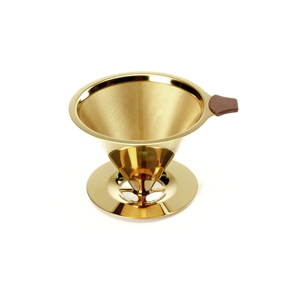 

Stainless steel coffee dripper titanium cone pour over coffee filter v60