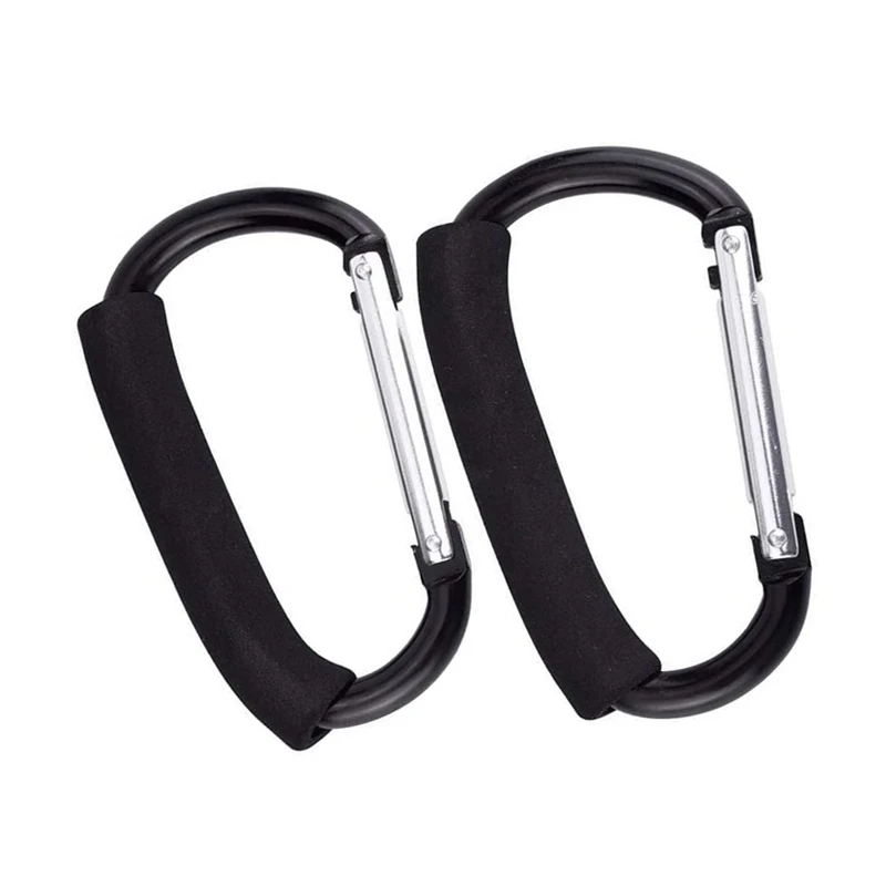 

Black Large Carabiner D-Style Click Pushchair Shopping Carry Bag Carrier Handy Stroller Hooks