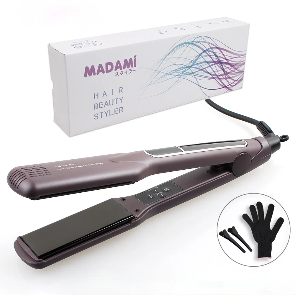 

Waterproof Styling Tools Hair Curling Iron Straightening Thermostatic Hair Straightener Holder Durable Ceramic Straightener, Coffee color