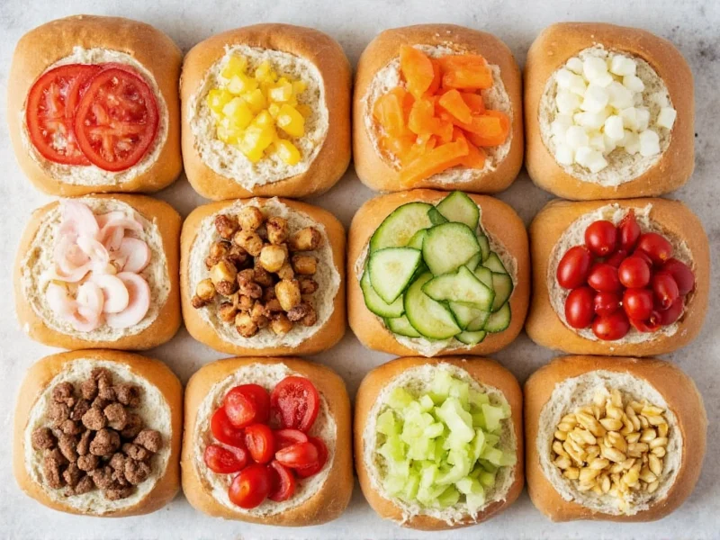 Variety of homemade hamburger bun toppings