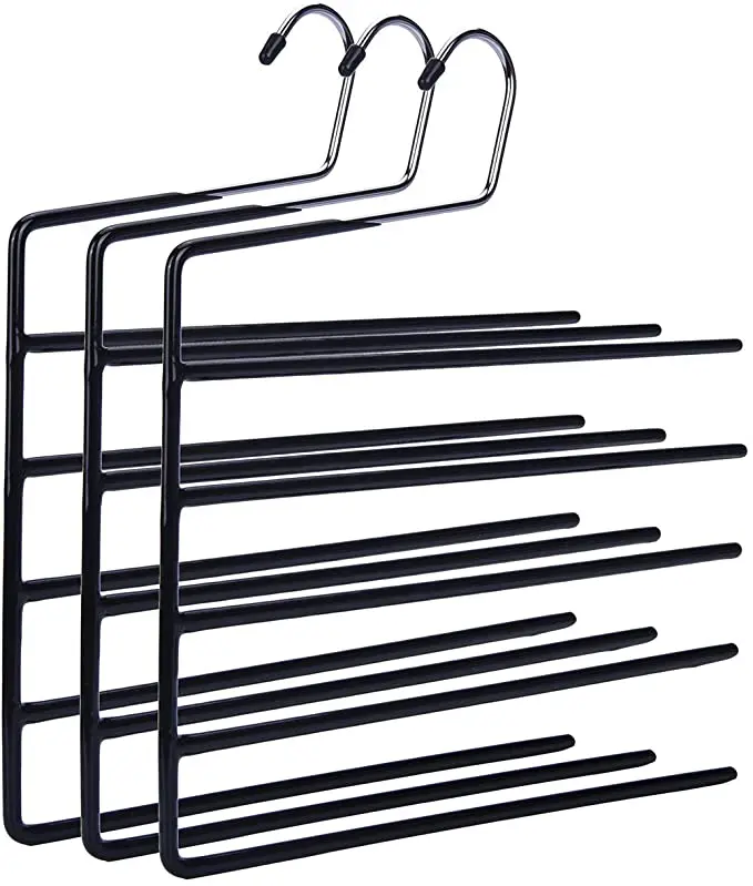 

DS951 Jeans Scarf Pants Rack Trousers Hanger Non-slip Jeans Clothes Pants Hanger 5 Layers Stainless Steel Pants Hanger, As pic