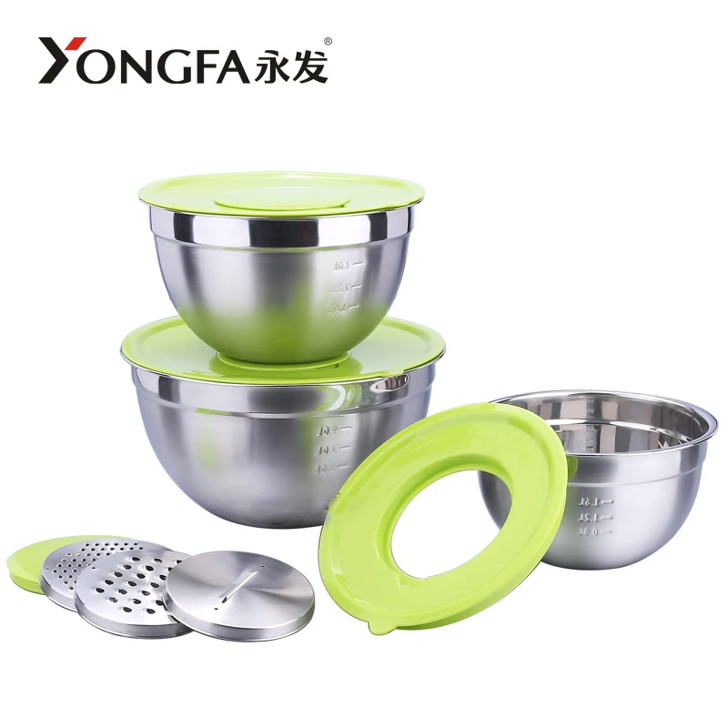 

Yongfa Deep Round Salad Bowl Storage Mixing Bowl Stainless Steel with Lid 201/304 Rice Metal Color Box Silver Customized Logo