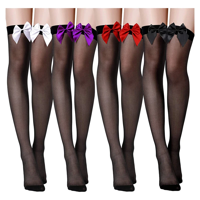 

Women's Lace Over Knee Thigh High Stockings With Bow Accent For Daily Costume Dress Socks