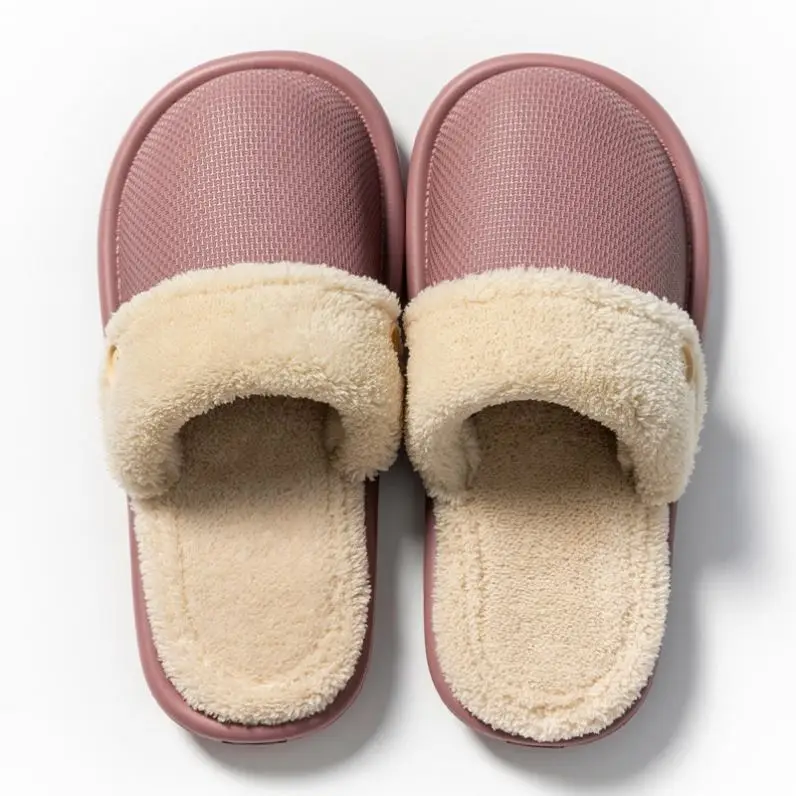 

Women winter warm home bedroom plush slipper non-slip soft indoor rubber slippers for couples