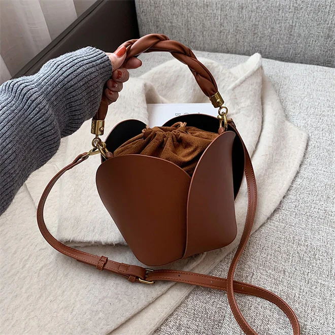 

TLB-8D226 New Design Fashion Lady Bucket Bag Vintage INS PU Crossbody Shoulder Bag, Black,brown,coffee,apricot