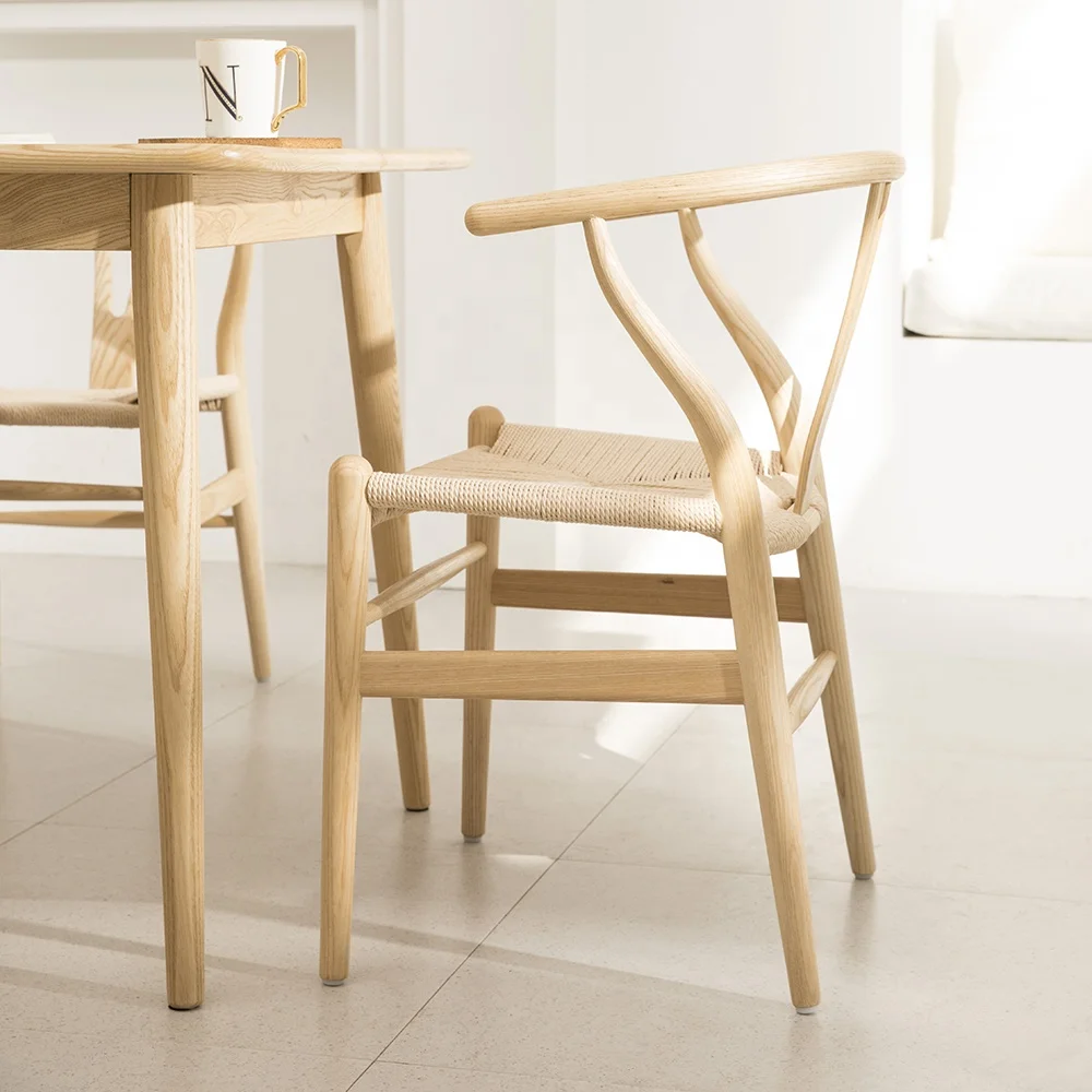 
Ash wood Hans Wegner/ Danish /Professional factory Y-Chair Solid Wood Dining Chairs Wishbone Chair 