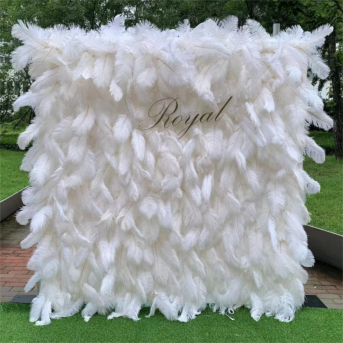 Wedding Decoration  White Feather Wall  8x8ft Artificial Decoration Backdrop for Party Photography
