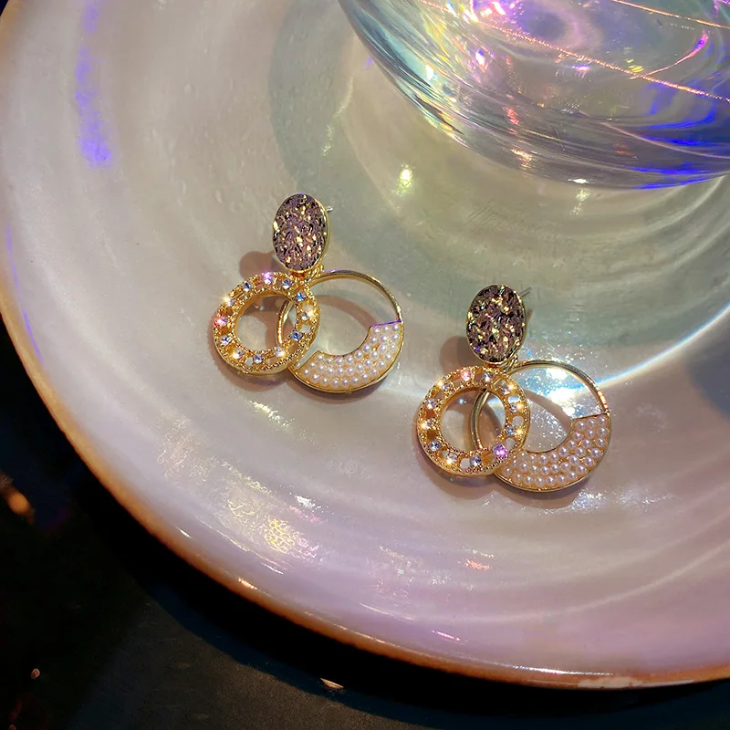 

trendy fashion crystal gemstone drop earring women